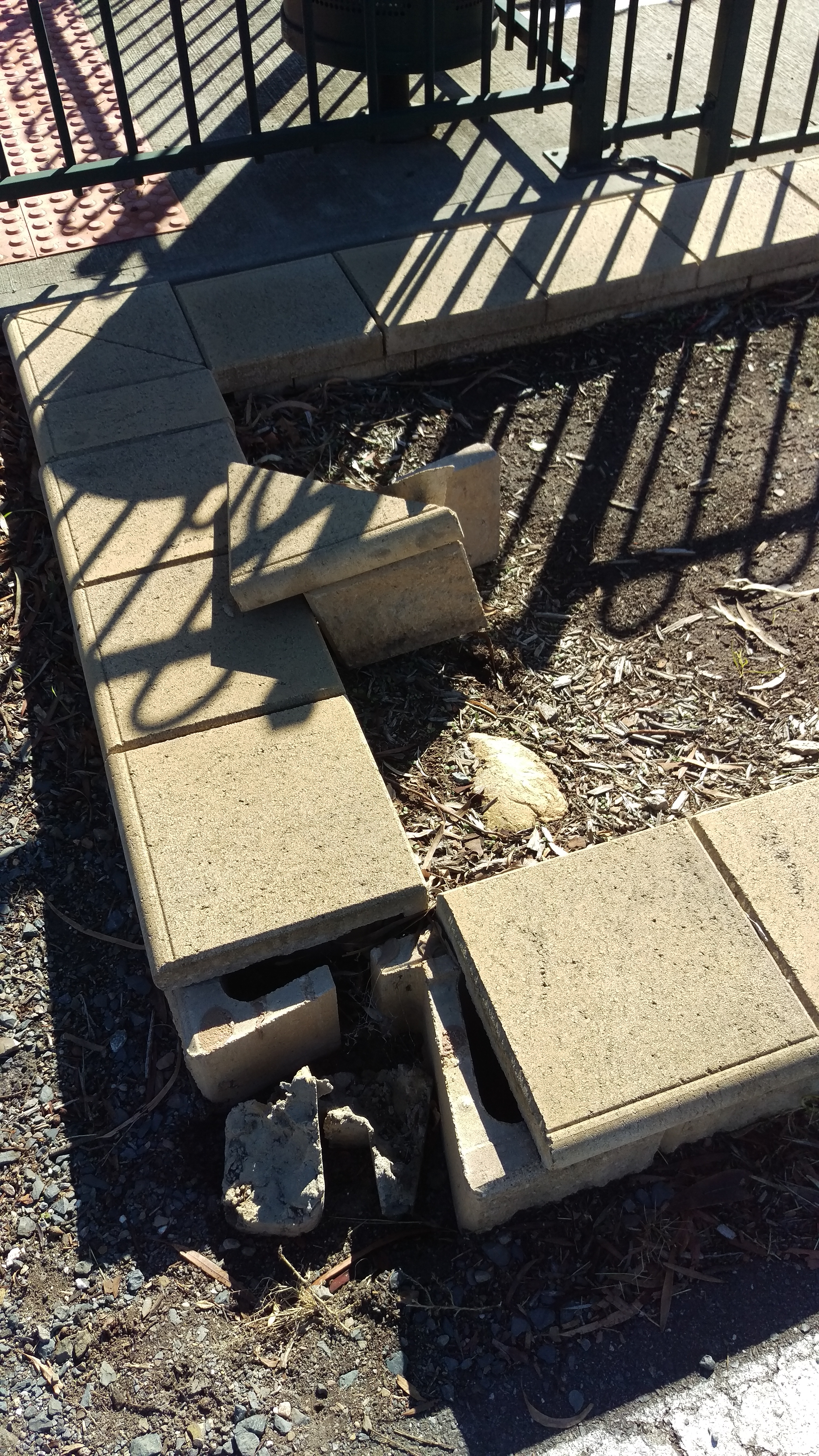 Broken edging on the raised bed